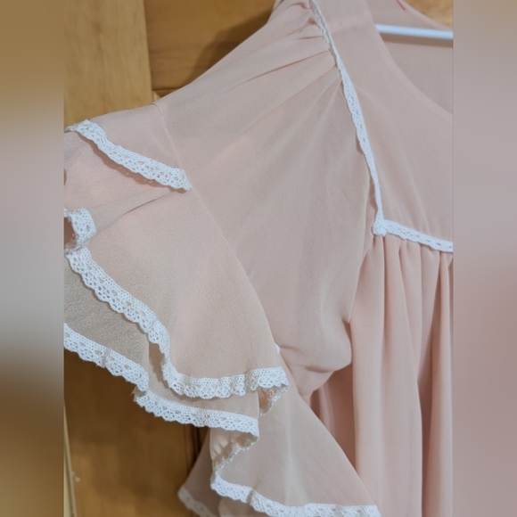 Pink Flutter Sleeve Blouse with Ruffled Details - Picture 6 of 7